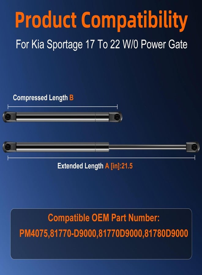 Euplokeer 81770-D9000 81780-D9000 Liftgate Rear Hatch Strut Lift Support Compatible with Kia Sportage 2017-2022 W/O Power Gate, Trunk Shock Replace# 235446 332945 Pack of 2PCS - Image 2